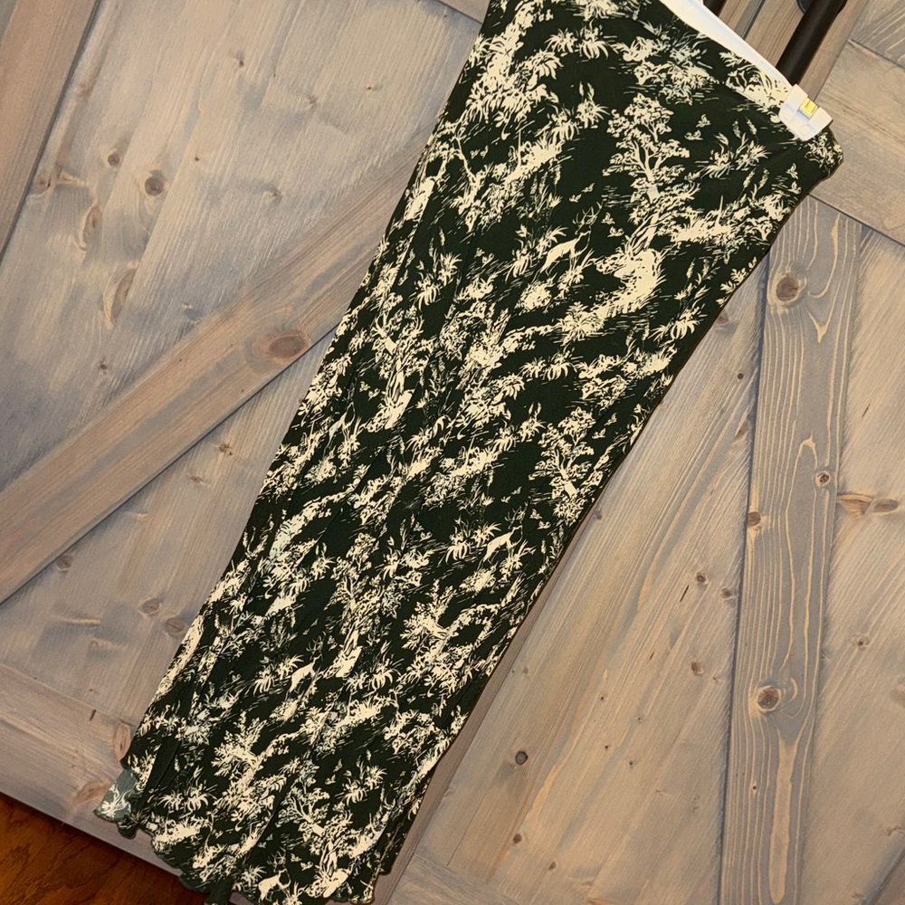 Free People Green and Cream Maxi Skirt